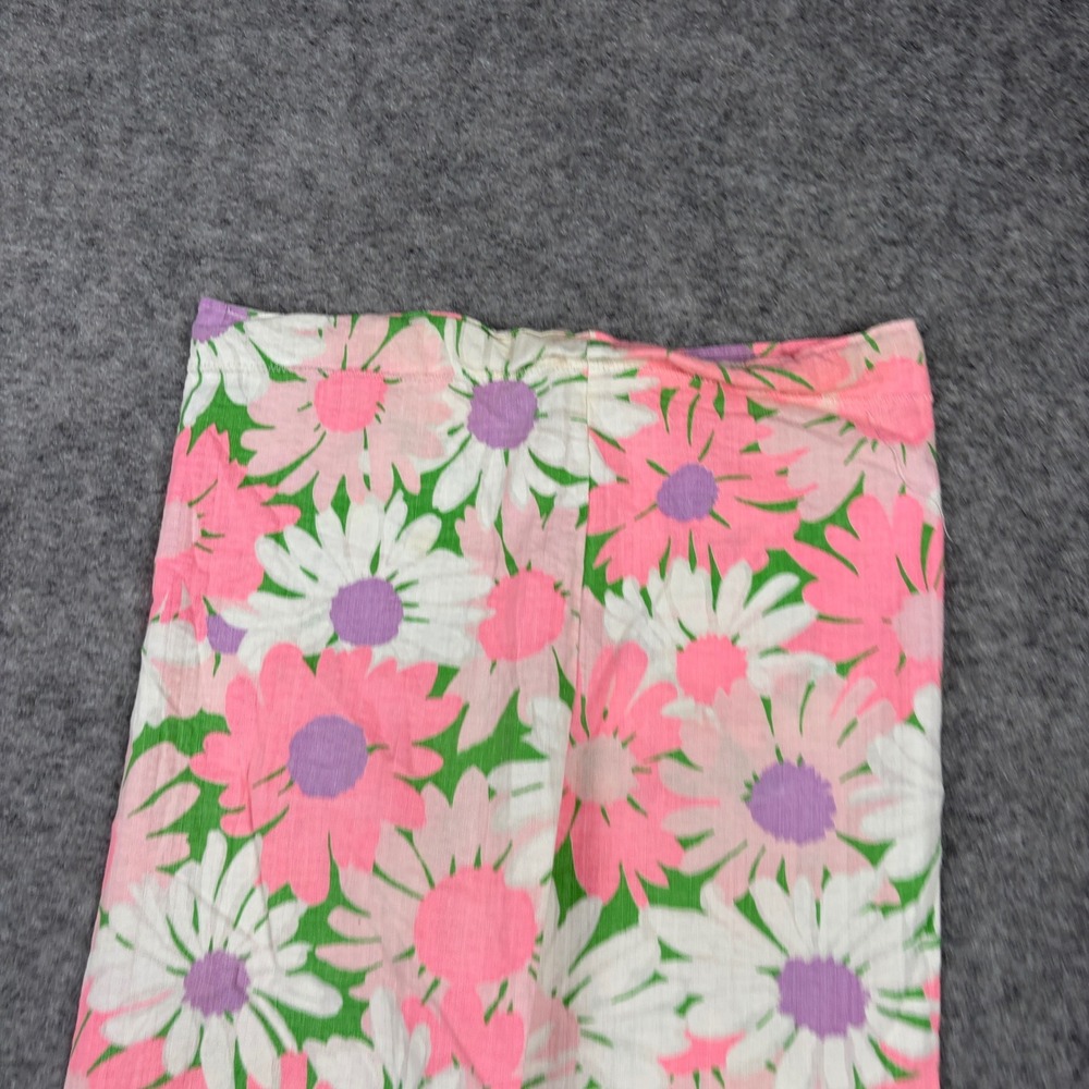 Unbranded Floral Daisy Pants Women Small Pink White Green‎ Retro Boho Cropped - Picture 3 of 11